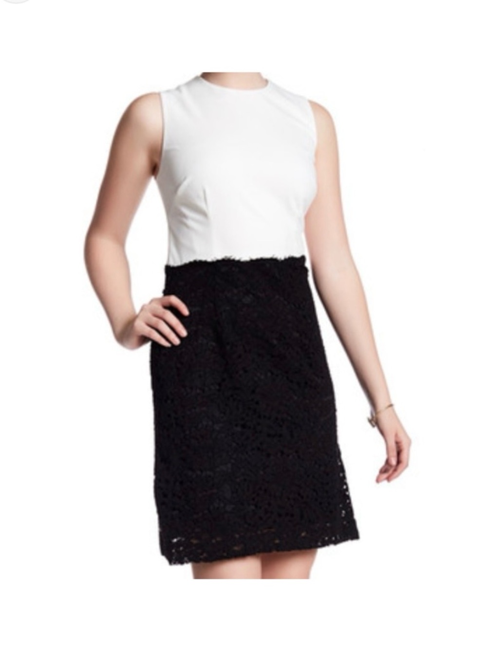 Betsey Johnson Black & White Color Block Sheath Dress Size 10